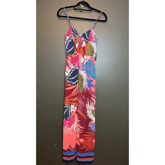 Express Dresses & Skirts - NWT Express Tropical Summer‎ Print Maxi Dress Leg Slits Casual Wedding Guest XS
